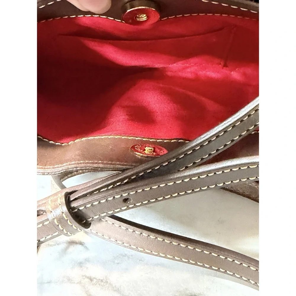 Dooney & Bourke Ostrich Embossed Leather Satchel Crossbody Gray Bag (A2961)‎